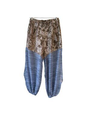 OPEN Size S Abstract Print Open Sides Harem Pants Elastic Waist Flowy Sheer Boho